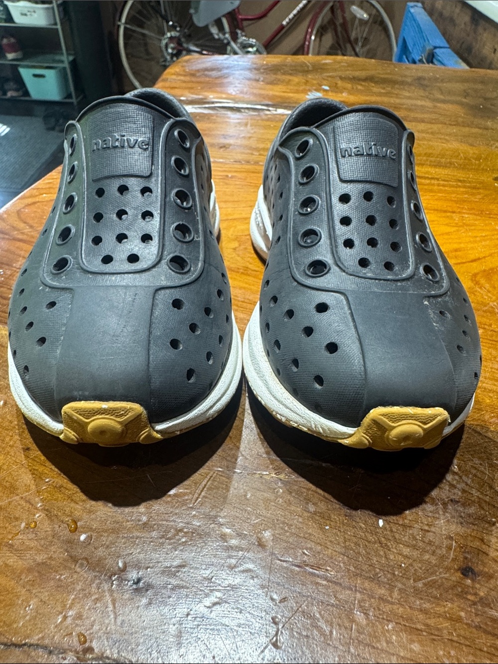 Native Black Slip-On Loafers with White Midsole toddler 8